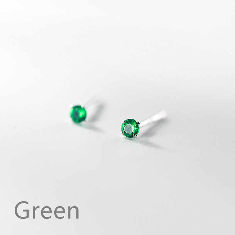 Mini Round Colorful Zircon Stud Earrings