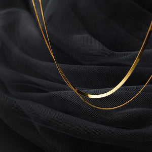 Double Snake Bone Chain Necklace