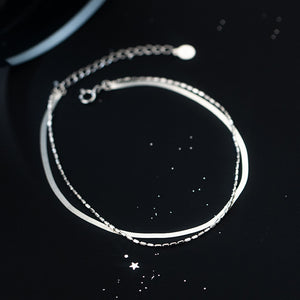 Double Snake Bone Bean Charm Anklet