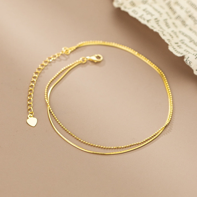 Double Snake Bone Bead Anklet