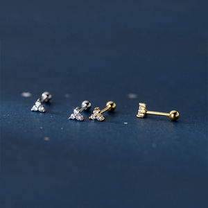Three Petal Zircon Flower Earrings