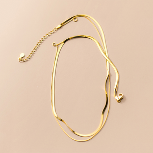 Double Snake Bone Chain Necklace