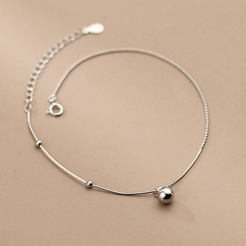 Glossy Snake Bone Bead Anklet